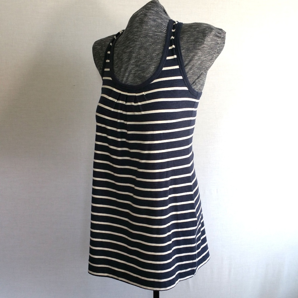 CAbi Racerback Blue Striped Tank Top Small